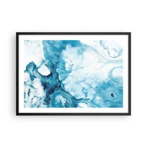 Plakat w czarnej ramie - Abstrakcyjny wzór w odcieniach błękitu - 70x50cm - Koncert błękitu - Nowoczesna dekoracja ścienna do salonu i sypialni ARTTOR
