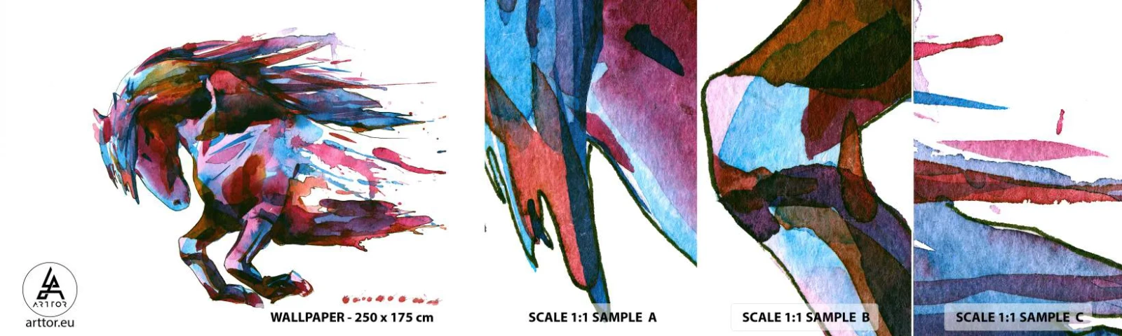 Fototapeta Próbka Samoprzylepna Deluxe Sticker - W uniesieniu - Zwierzęta, Abstrakcja, Koń - 100x30 cm