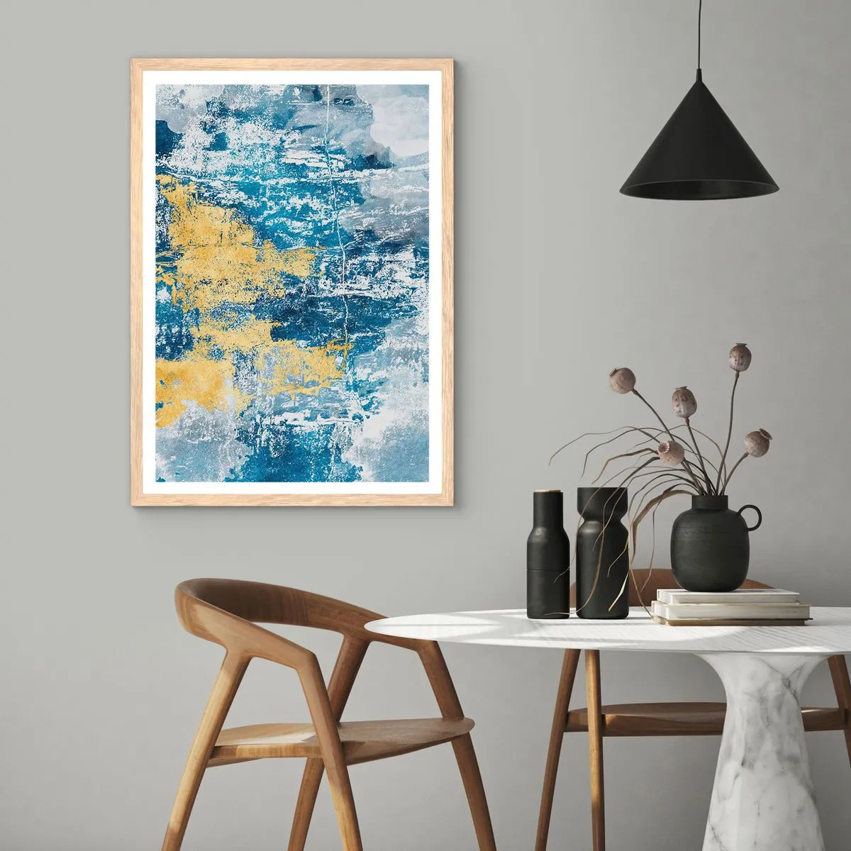 Plakat w ramie jasny dąb - Abstrakcja pełna pogody - 70x100 cm