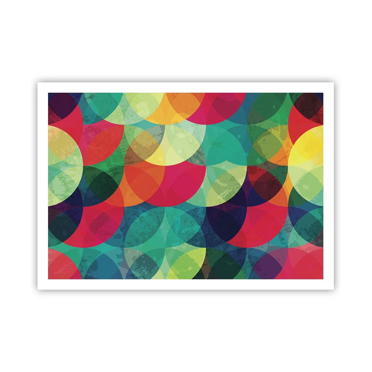 Plakat - Kolorowe geometryczne wzory złożone z kół i półkoli - 100x70cm - Wtęczowstąpienie - Nowoczesna dekoracja ścienna do salonu i sypialni ARTTOR