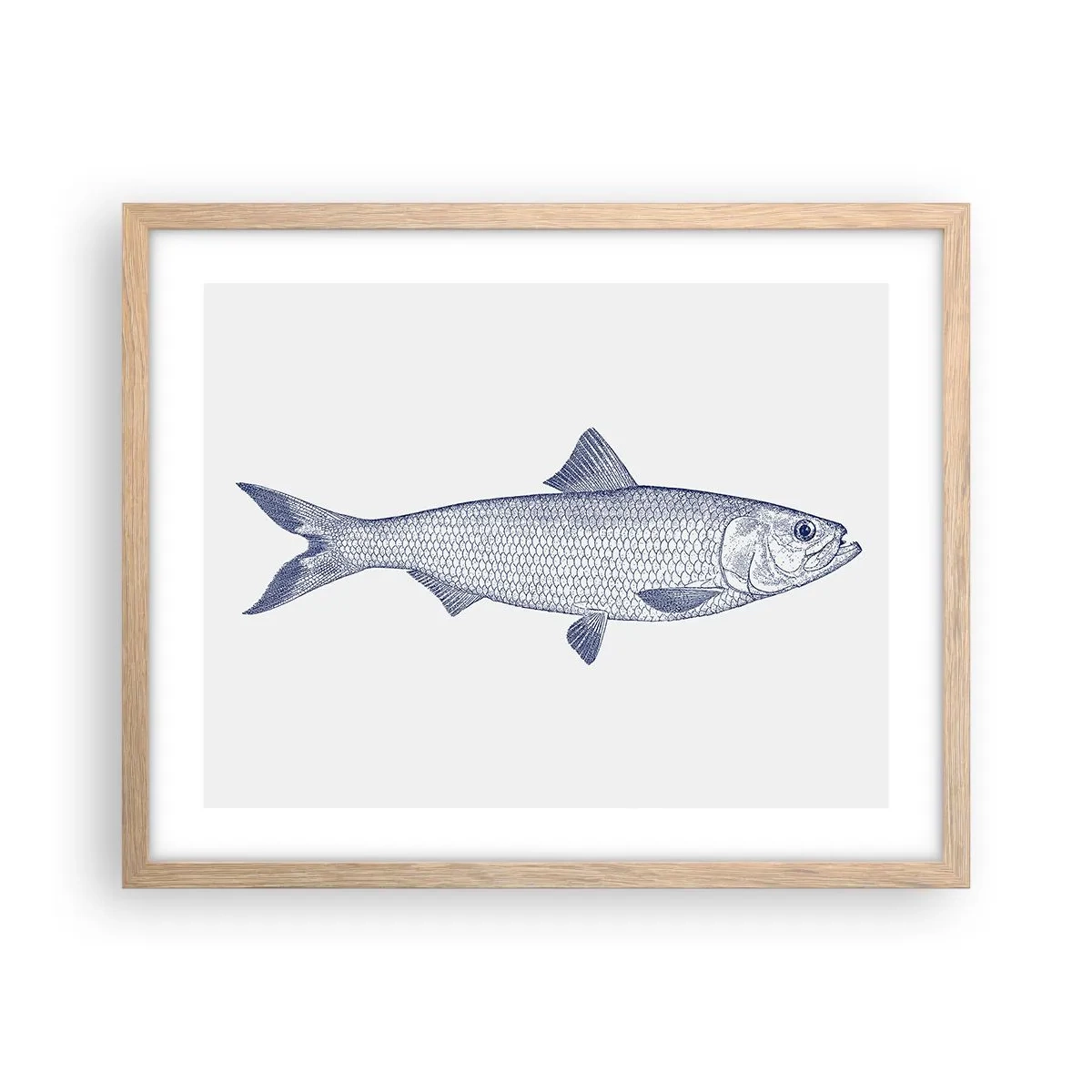 Plakat w ramie jasny dąb - Pozdrowienia z północnych mórz - 50x40 cm