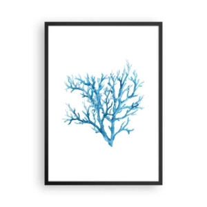 Plakat w czarnej ramie - Niebieski koral w stylu akwareli na białym tle - 50x70cm - Morski filigran - Nowoczesna dekoracja ścienna do salonu i sypialni ARTTOR