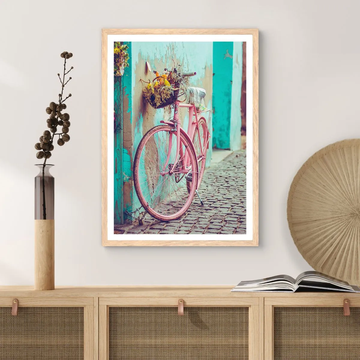 Plakat w ramie jasny dąb - Zaraz wracam - 70x100 cm