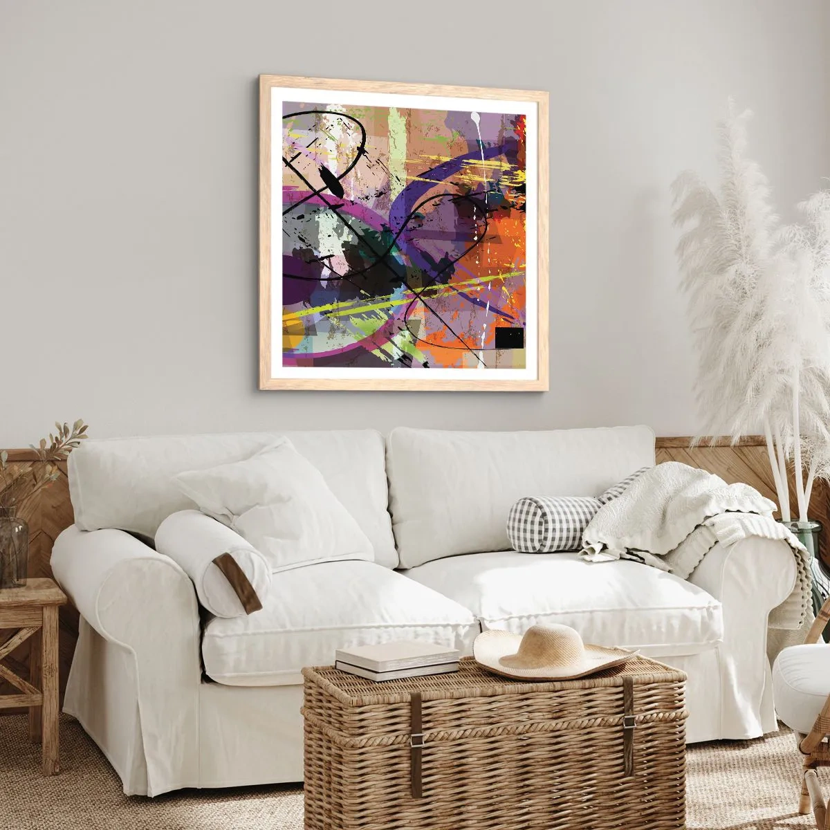 Plakat w ramie jasny dąb - Można wprost lub naokoło - 50x50 cm