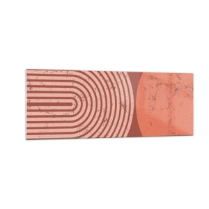 Obraz na szkle - Geometryczne wzory w odcieniach terrakoty na vintage tle - 140x50cm - Bliska relacja - Nowoczesna dekoracja ścienna do salonu i sypialni ARTTOR