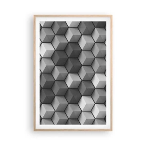Plakat w ramie jasny dąb - Kubistyczna układanka - 61x91 cm