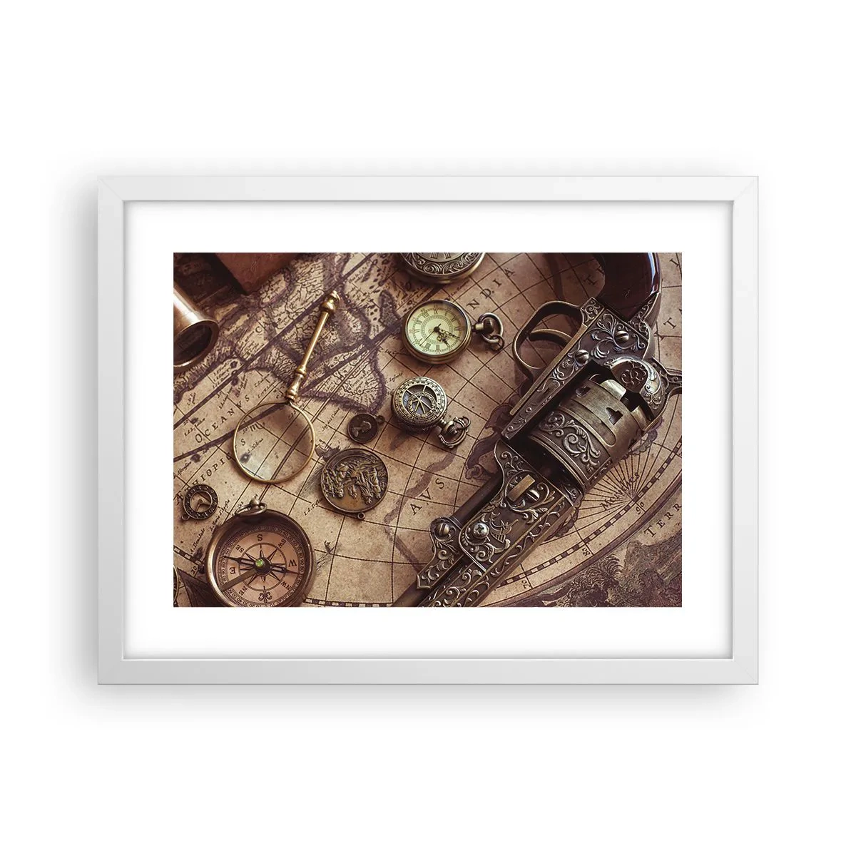 Plakat w białej ramie - Przygoda wzywa - 40x30 cm