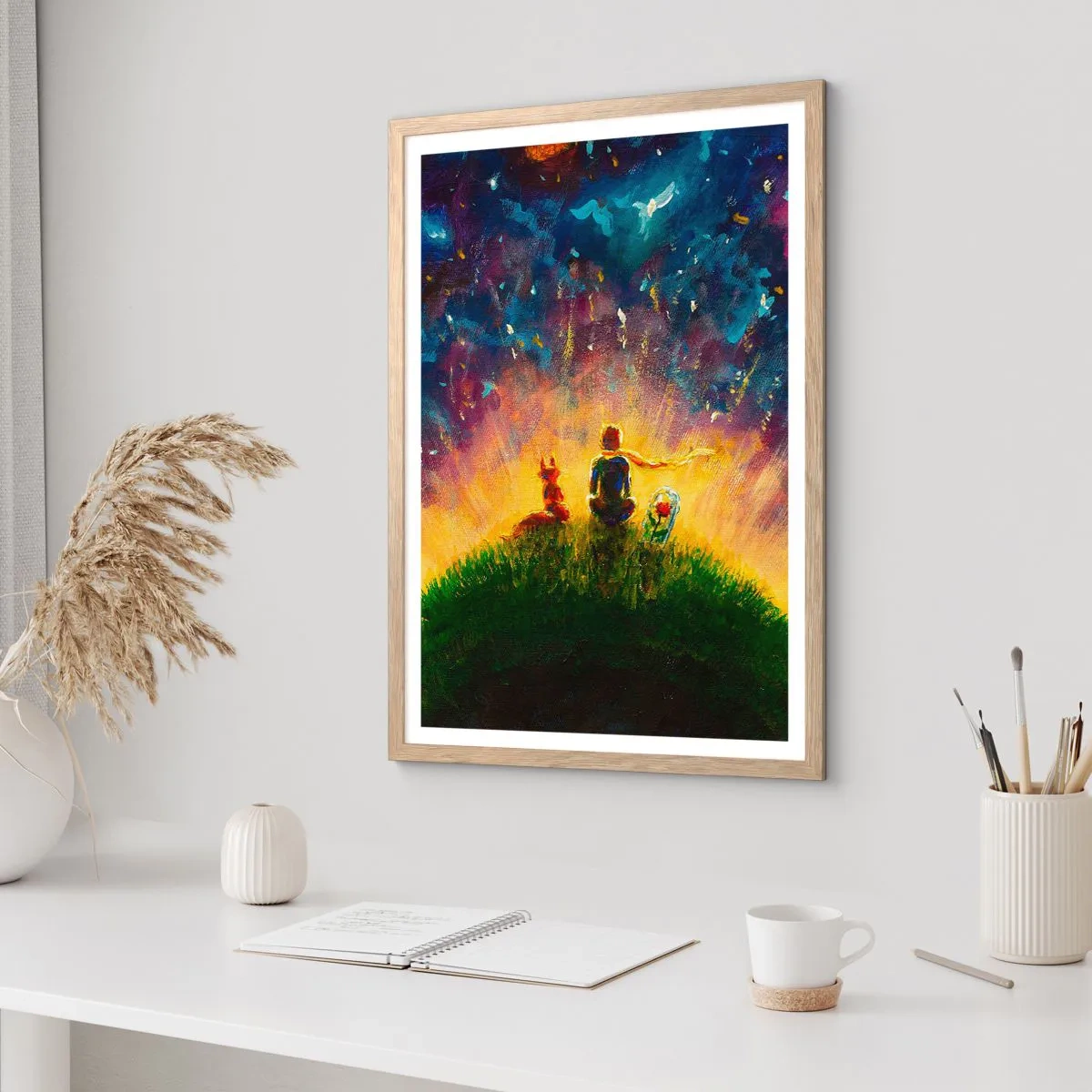 Plakat w ramie jasny dąb - Miłość i przyjaźń - cały świat - 30x40 cm