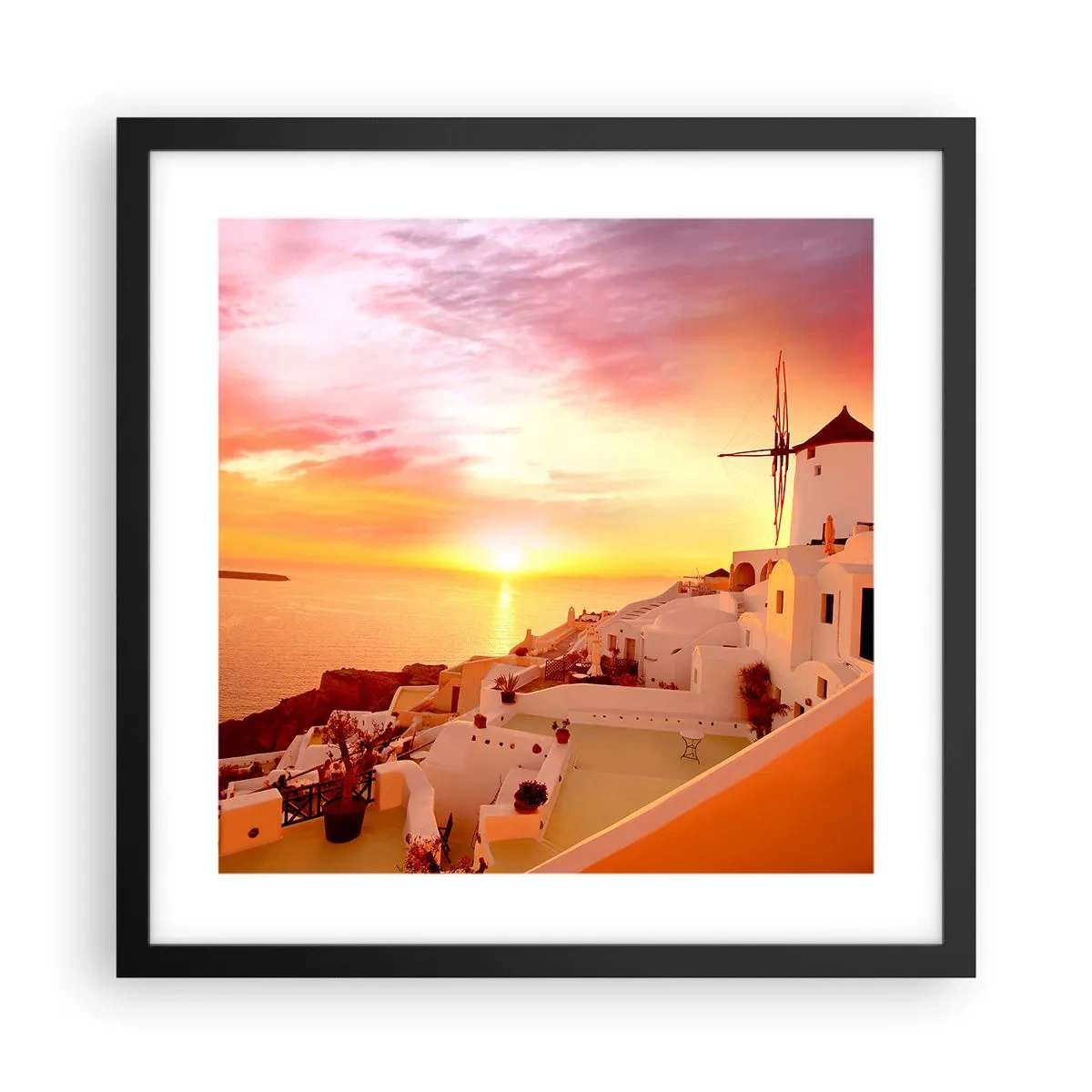 Plakat w czarnej ramie - Rozpłynąć się w bieli i złocie - 40x40 cm