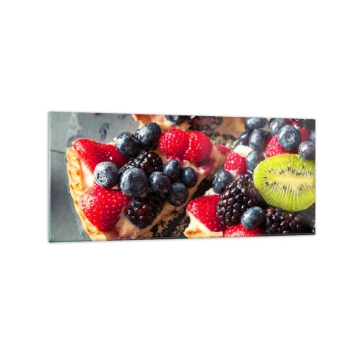 Obraz na szkle - Kolorowa tarta z owocami i kremem - 120x50cm - Dolce vita! - Nowoczesna dekoracja ścienna do salonu i sypialni ARTTOR