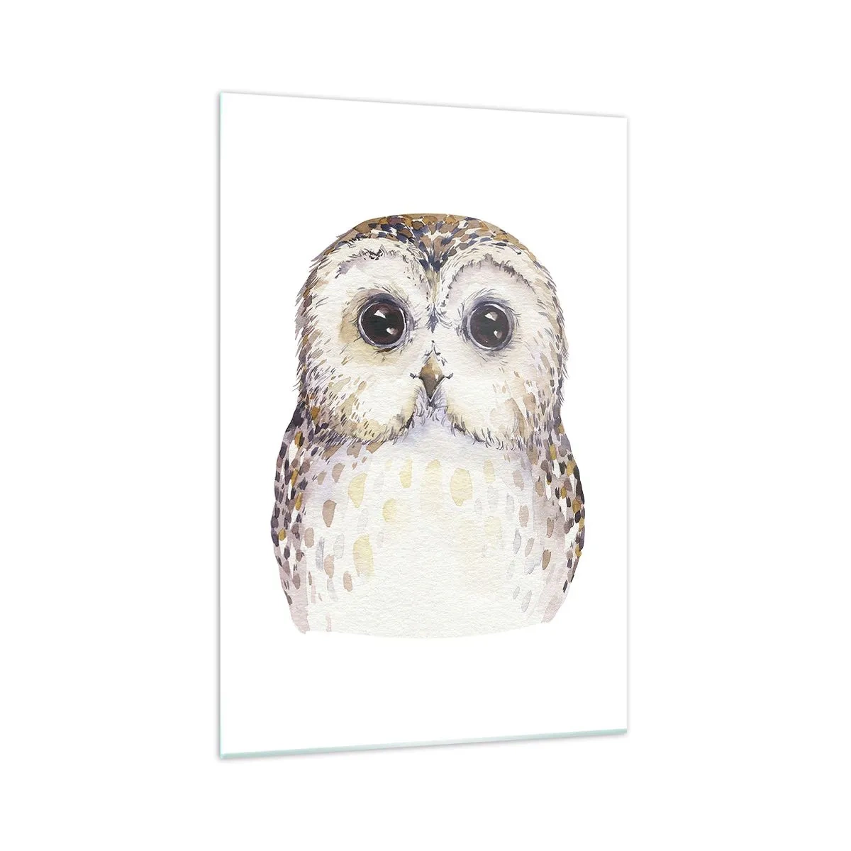 Obraz na szkle - Portret sowy na jasnym tle z delikatnymi kolorami - 70x100cm - Spójrz mi w oczy - Nowoczesna dekoracja ścienna do salonu i sypialni ARTTOR