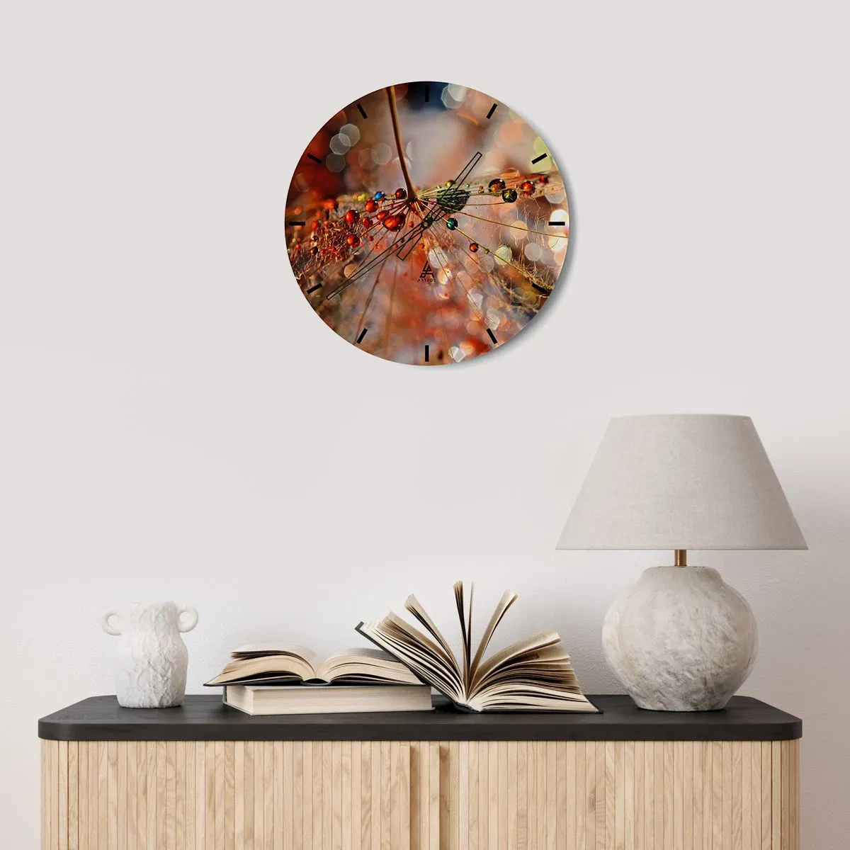 Zegar ścienny - Nanizane na pajęczą nić - 40x40 cm