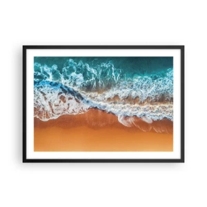 Plakat w czarnej ramie - Widok z lotu ptaka na fale oceanu rozbijające się o brzeg - 70x50cm - Zawsze w parze - Nowoczesna dekoracja ścienna do salonu i sypialni ARTTOR