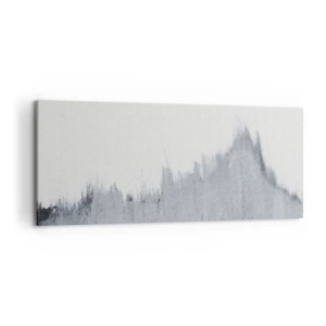 Obraz na płótnie - Abstrakcyjna szara kompozycja w minimalistycznym stylu - 120x50cm - Tajemniczy zapis - Nowoczesna dekoracja ścienna do salonu i sypialni ARTTOR