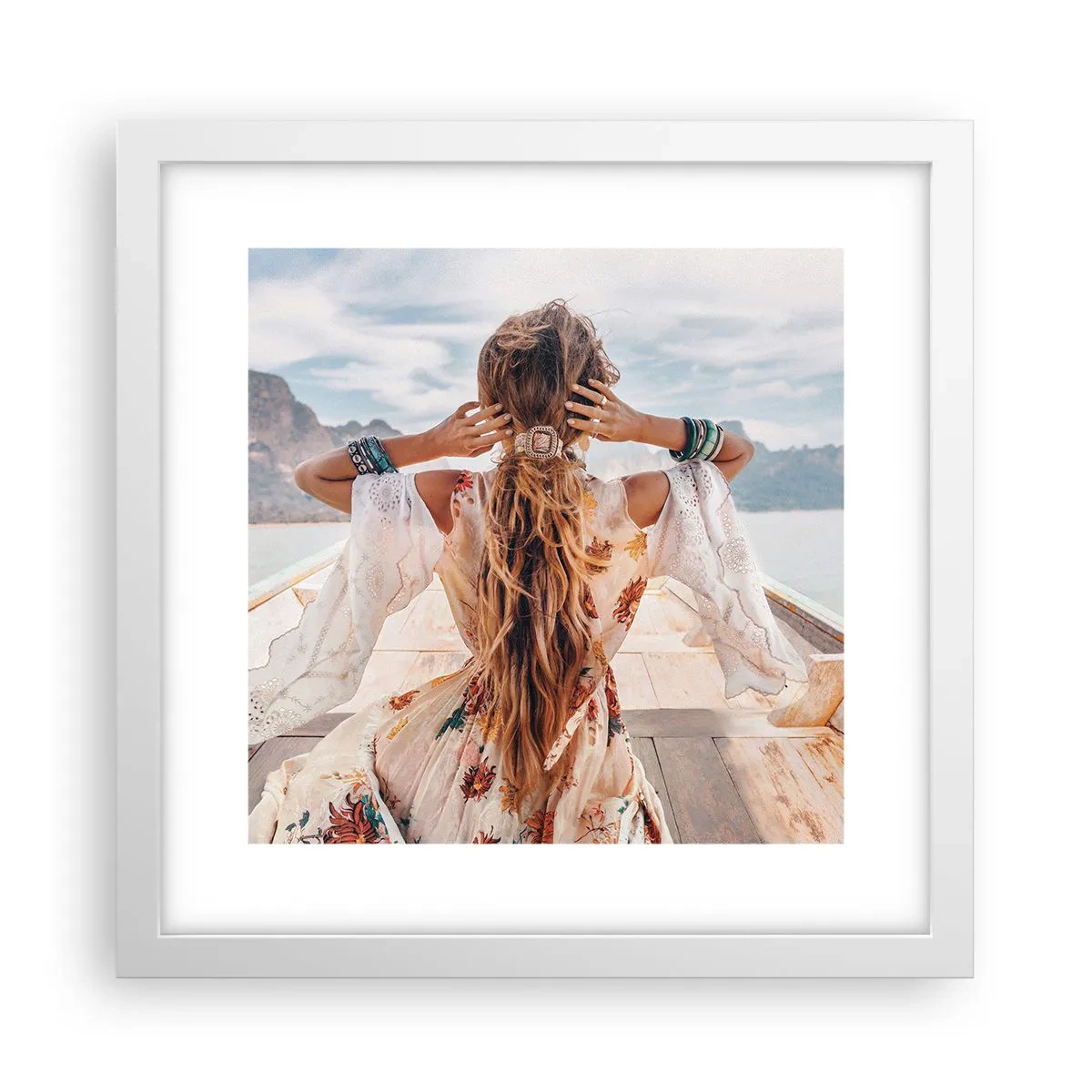 Plakat w białej ramie - W drodze ku szczęściu - 30x30 cm