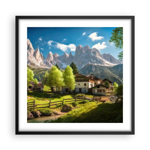 Plakat w czarnej ramie - Alpejska sielanka - 50x50 cm