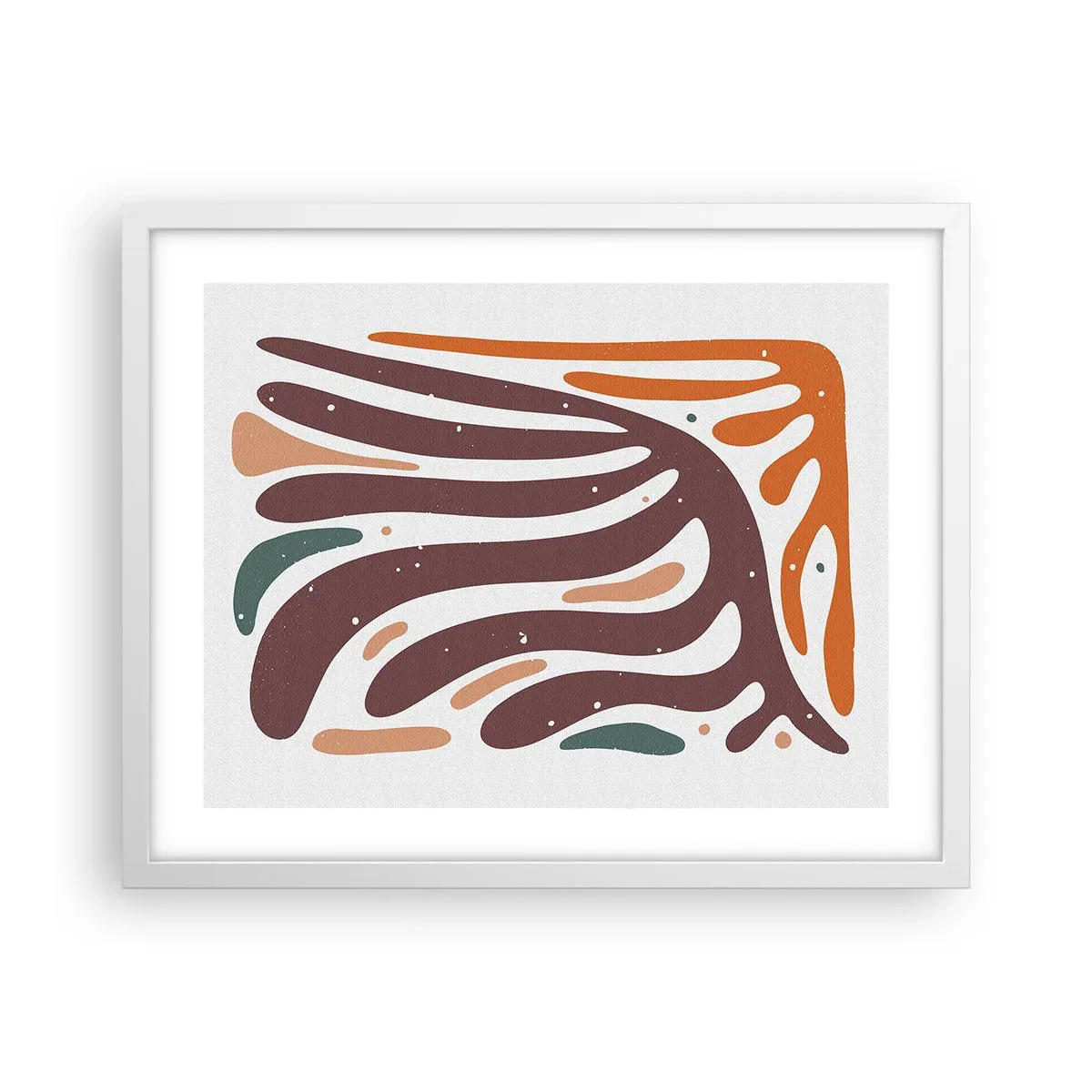Plakat w białej ramie - Kompozycja organiczna promienista - 50x40 cm