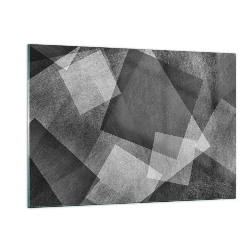 Obraz na szkle - Abstrakcja geometryczna w odcieniach czerni, bieli i szarości - 120x80cm - Odwieczny symbol trwałości i porządku - Nowoczesna dekoracja ścienna do salonu, kuchni i sypialni ARTTOR
