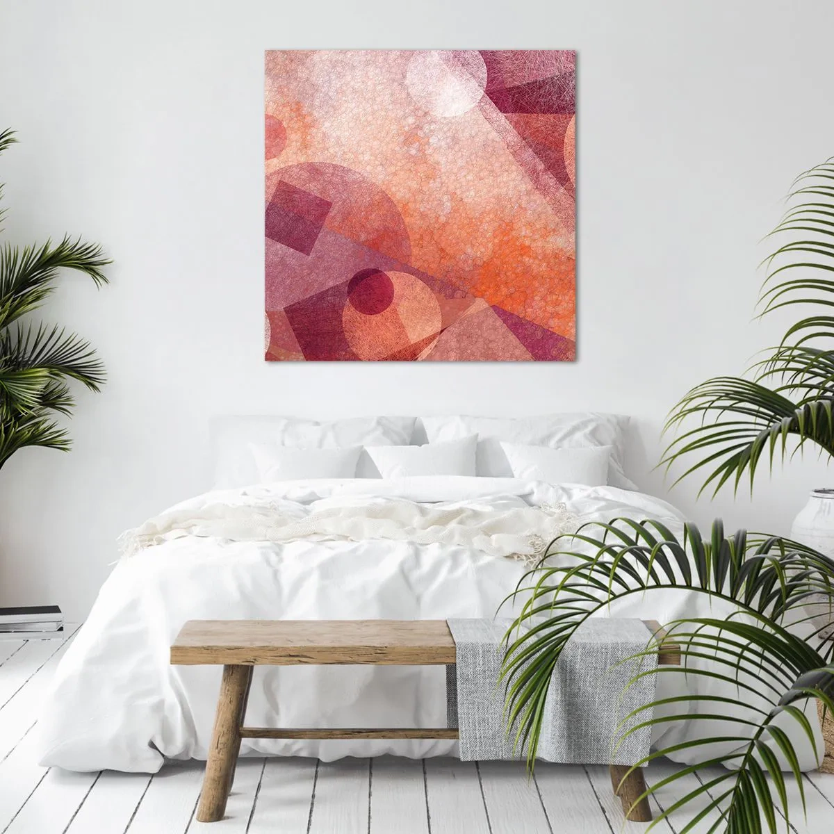 Obraz na płótnie - Przekształcenia geometryczne w różu - 50x50 cm