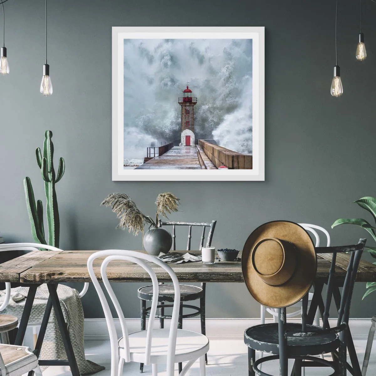 Plakat w białej ramie - Ryk wód, szum zawiei - 50x50 cm