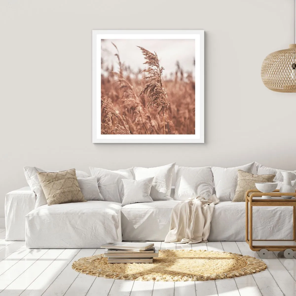 Plakat w białej ramie - Na polach już jesień - 40x40 cm