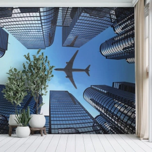 Fototapeta Standard Eco - Widok ze szklanego wąwozu - Architektura, Samolot, Miasto - 200x140 cm
