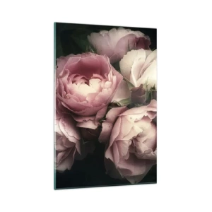 Obraz na szkle - Bukiet róż w delikatnych odcieniach różu i bieli - 80x120cm - Czar belle epoque - Nowoczesna dekoracja ścienna do salonu i sypialni ARTTOR