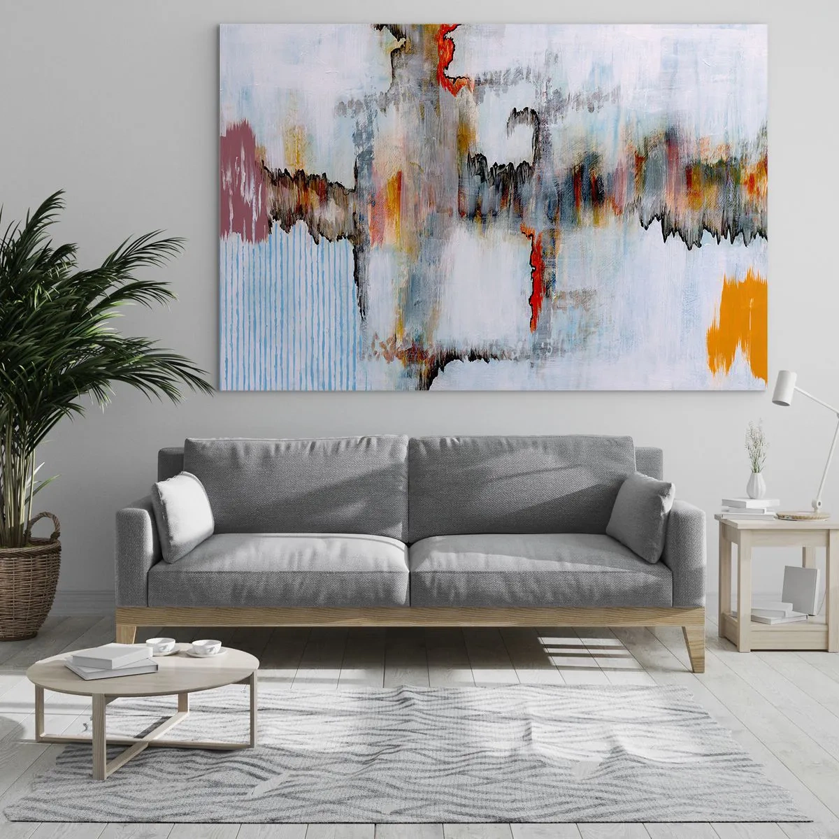 Obraz na szkle - Abstrakcyjna kompozycja z energetycznymi kolorami - 120x80cm - Patykiem na wodzie - Nowoczesna dekoracja ścienna do salonu, kuchni i sypialni ARTTOR