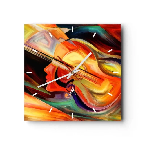 Zegar ścienny - Kolorowa abstrakcja inspirowana muzyką i gitarą - 30x30cm - Wszystko gra - Nowoczesna dekoracja ścienna do salonu i sypialni ARTTOR