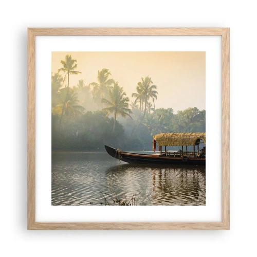 Plakat w ramie jasny dąb - Dom na rzece - 40x40 cm