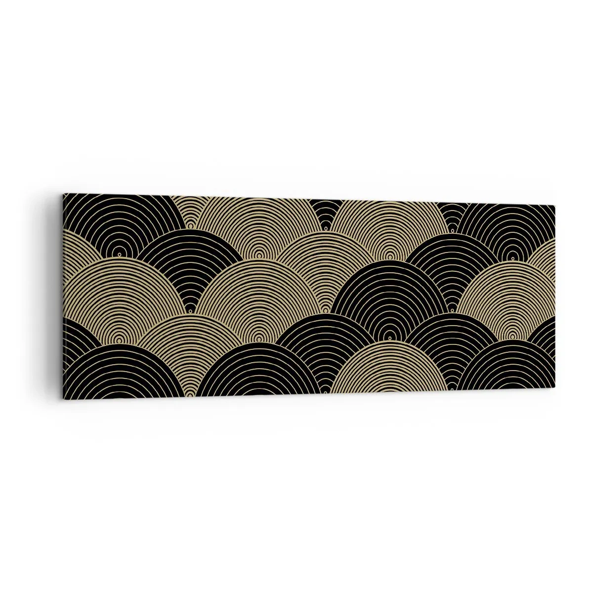 Obraz na płótnie - Wzór w stylu art deco z półokręgami i złotymi liniami - 140x50cm - Jedność w wielości - Nowoczesna dekoracja ścienna do salonu i sypialni ARTTOR