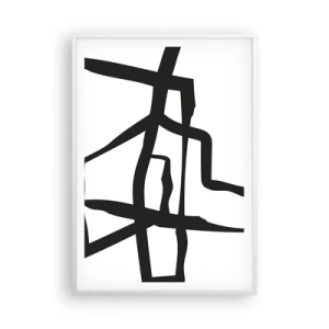 Plakat w białej ramie - Czarno-biała konstrukcja - 70x100 cm