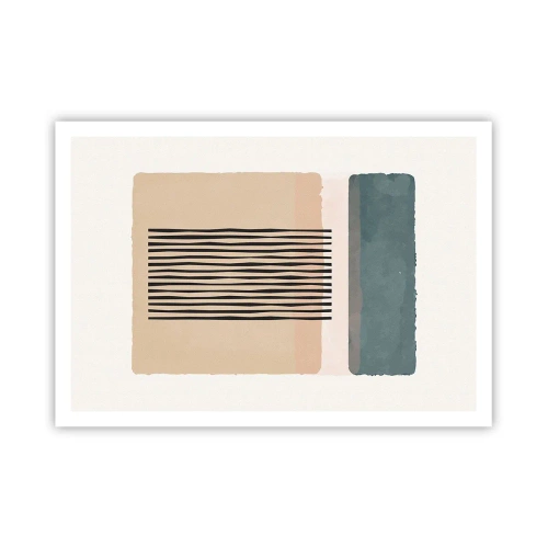 Plakat - Minimalistyczne formy geometryczne w beżowych i zielonych odcieniach - 100x70cm - Wszystko w porządku - Nowoczesna dekoracja ścienna do salonu i sypialni ARTTOR