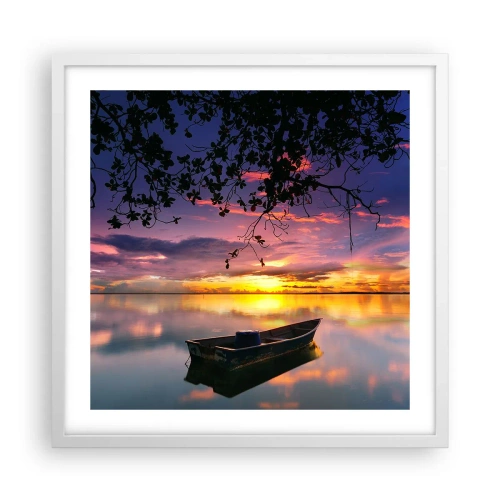 Plakat w białej ramie - "Zdajesz się wisieć w środku niebokręga…" - 50x50 cm