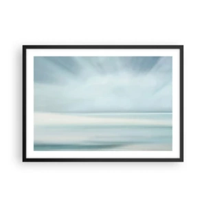 Plakat w czarnej ramie - Minimalistyczny pejzaż w delikatnych odcieniach błękitu - 70x50cm - Spokój aż po horyzont - Nowoczesna dekoracja ścienna do salonu i sypialni ARTTOR