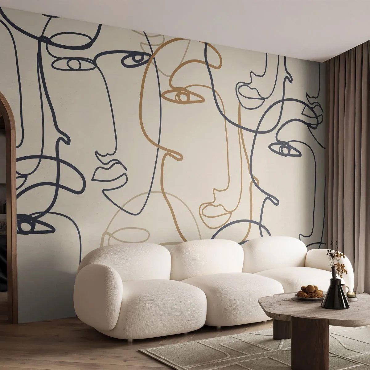 Fototapeta Premium Sand - Portret zwielokrotniony - Abstrakcja, Twarz, Grafika - 350x256 cm