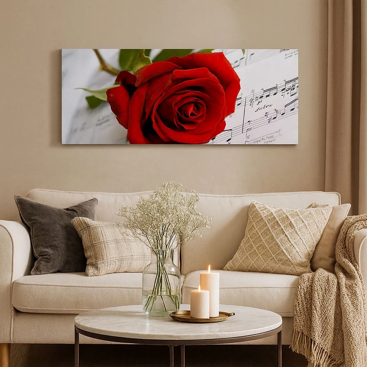 Obraz na płótnie - Muzyka uczuć w szkarłacie - 100x40 cm