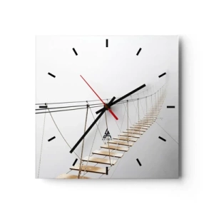 Zegar ścienny - Wiszący most we mgle z perspektywy minimalizmu - 30x30cm - Dokąd cię zaprowadzi? - Nowoczesna dekoracja ścienna do salonu i sypialni ARTTOR