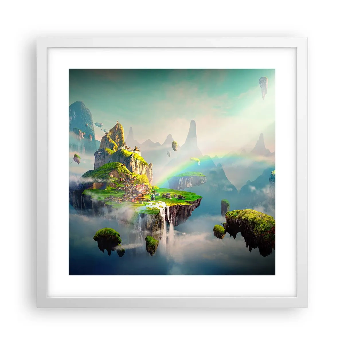 Plakat w białej ramie - Śródniebie - wyspy szczęśliwe - 40x40 cm