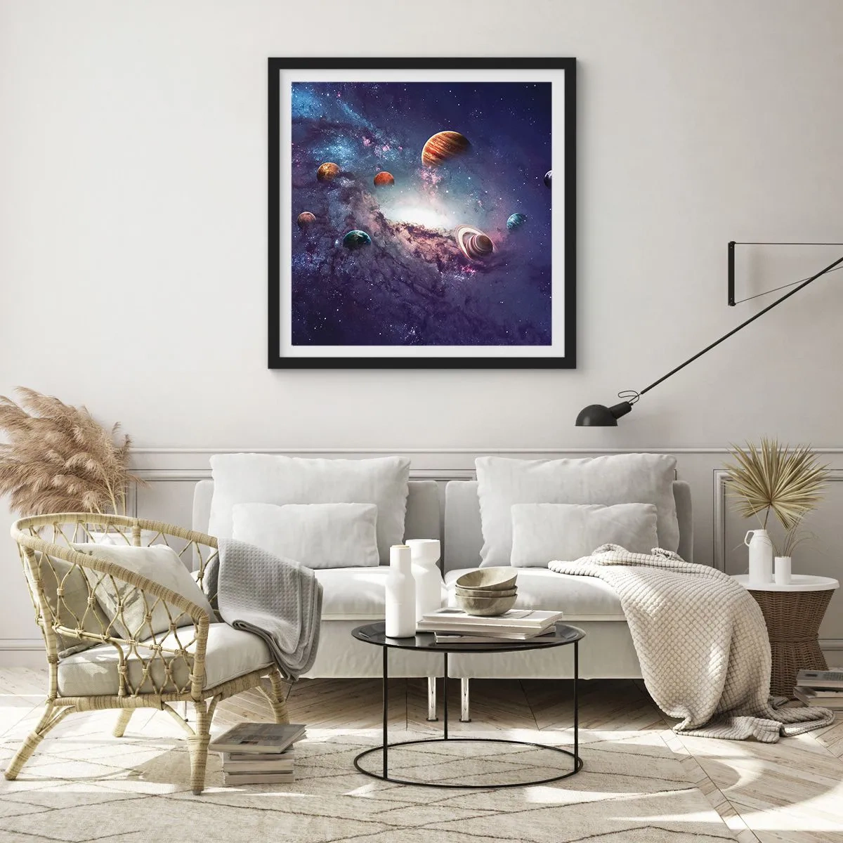 Plakat w czarnej ramie - Układ słoneczno-taneczny - 40x40 cm