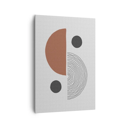 Obraz na płótnie - Geometryczne kształty w odcieniach brązu i czerni - 70x100cm - Doskonałość koła - Nowoczesna dekoracja ścienna do salonu i sypialni ARTTOR