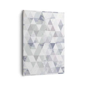 Obraz na płótnie - Geometryczny wzór w odcieniach szarości i bieli - 50x70cm - W rytmie na trzy - Nowoczesna dekoracja ścienna do salonu, kuchni i sypialni ARTTOR