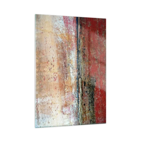 Obraz na szkle - Abstrakcyjna tekstura w odcieniach czerwieni i ochry - 50x70cm - Może to morze - Nowoczesna dekoracja ścienna do salonu, kuchni i sypialni ARTTOR