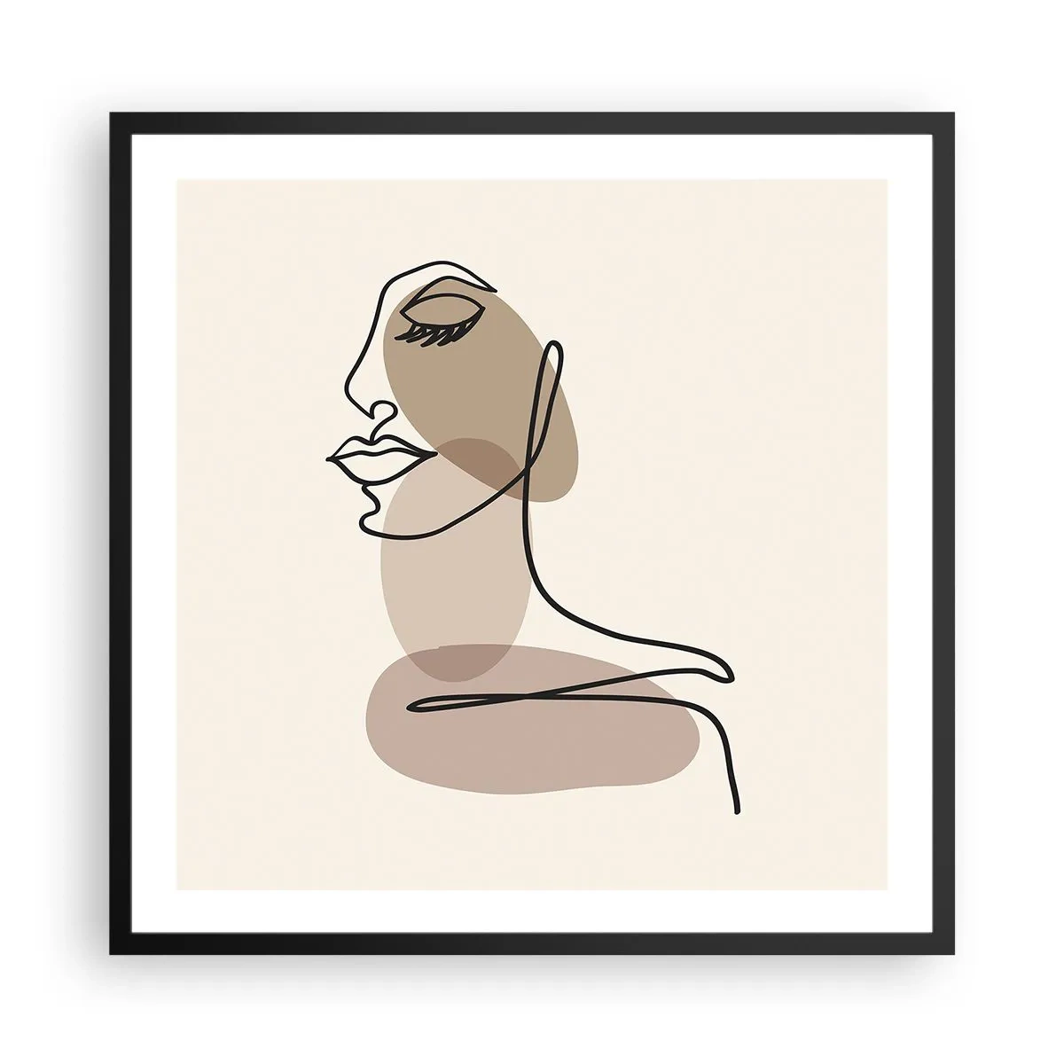 Plakat w czarnej ramie - Pewna linia piękna - 60x60 cm