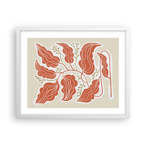 Plakat w białej ramie - Ludowo i koralowo - 50x40 cm
