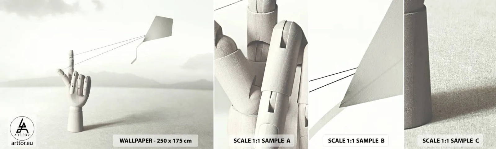 Fototapeta Próbka Standard Eco - Próba sił - Abstrakcja, Dłoń, Latawiec - 100x30 cm