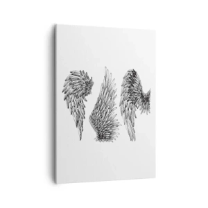 Obraz na płótnie - Szkic trzech anielskich skrzydeł - 50x70cm - I ty możesz zostać aniołem - Nowoczesna dekoracja ścienna do salonu, kuchni i sypialni ARTTOR