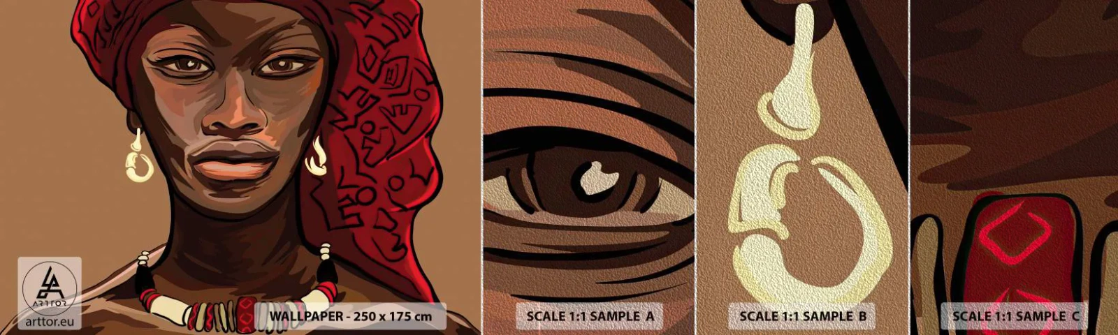 Fototapeta Próbka Premium Sand - Hebanowa Wenus - Kobieta, Afryka, Kultura - 100x30 cm