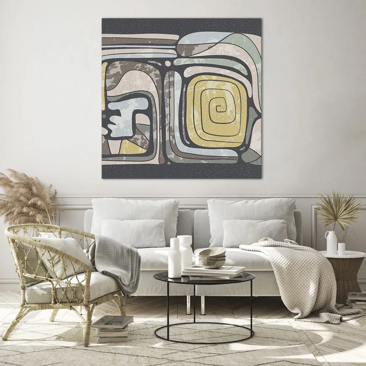 Obraz na szkle - Abstrakcja w duchu prekolumbijskim - 40x40 cm