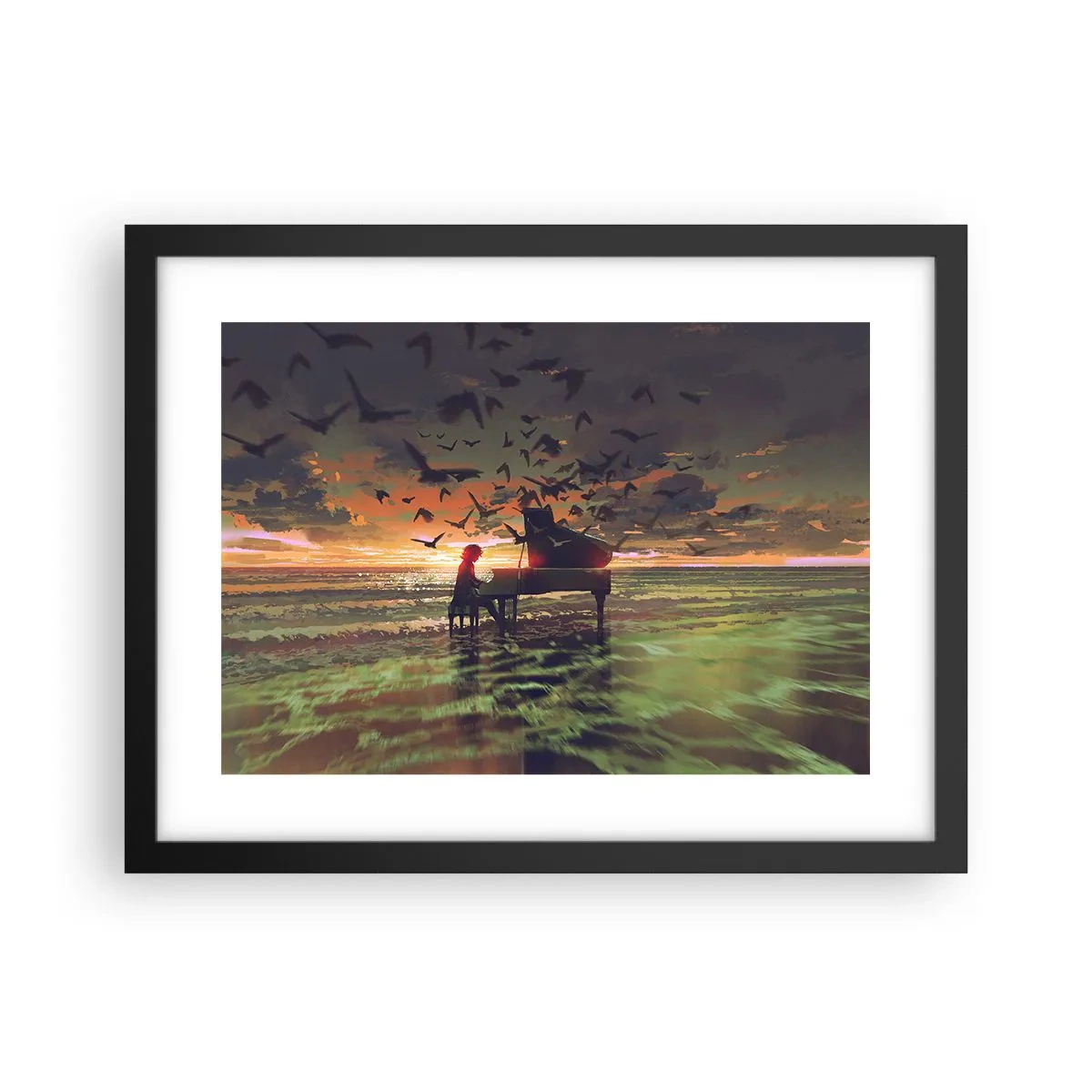 Plakat w czarnej ramie - Koncert na fortepian i fale - 40x30 cm